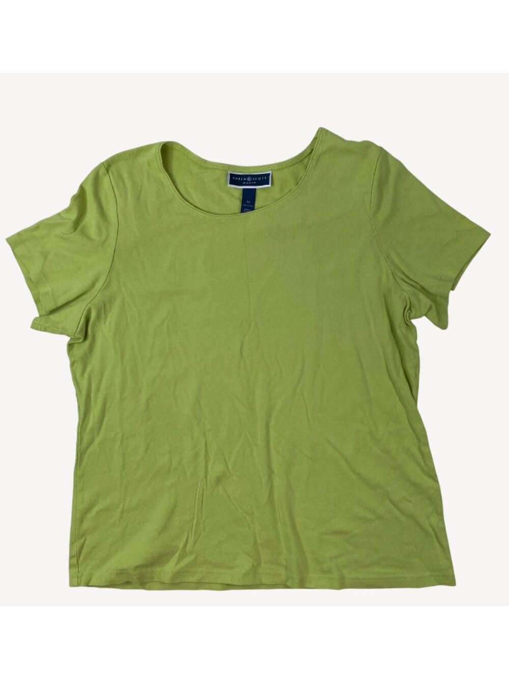 Karen Scott Womens Lime Green Cotton Short Sleeve T-Shirt Size 1X